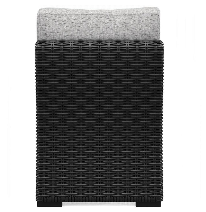 Ashley Furniture Beachcroft outdoor sectional with plush cushions and stylish wicker frame, ideal for patio lounging.