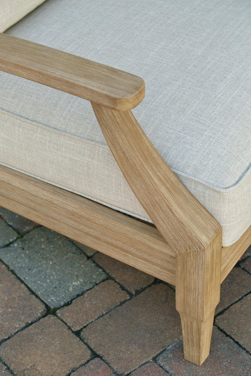 Outdoor outdoor lounge chair with cushion from Ashley Furniture, featuring a stylish Clare View design and comfortable seating.