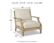 Outdoor Clare View Lounge Chair with cushion by Ashley Furniture, featuring a stylish design and comfortable seating.