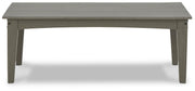 Ashley Furniture Visola outdoor occasional table set with two round tables and metal frames, perfect for outdoor patio decor.