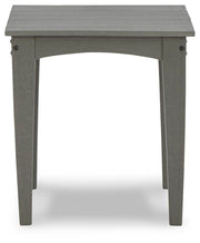 Ashley Furniture Visola outdoor table set with two round tables and matching chairs, ideal for outdoor entertaining.