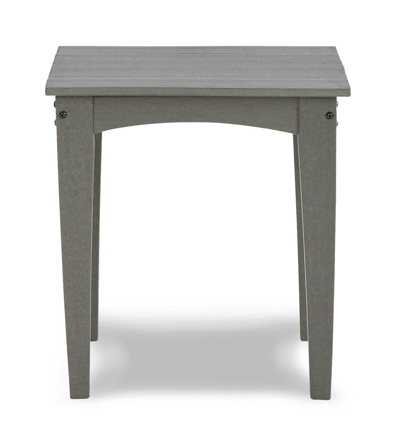Ashley Furniture Visola outdoor sofa and loveseat set with matching outdoor table, featuring cushioned seats and stylish metal frames.