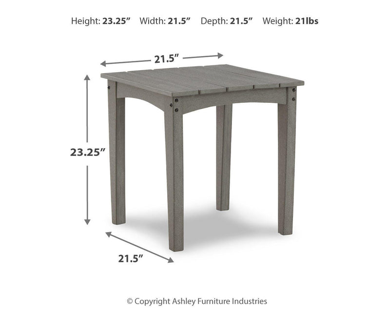 Visola outdoor occasional table set by Ashley Furniture featuring a stylish table with a glass top and matching chairs for outdoor use.