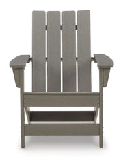 Ashley Furniture Visola outdoor Adirondack chair set with end table, featuring comfortable wooden seats and matching side table.
