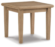 Ashley Furniture Gerianne outdoor table set with two round tables and metal frames, ideal for patio or garden gatherings.