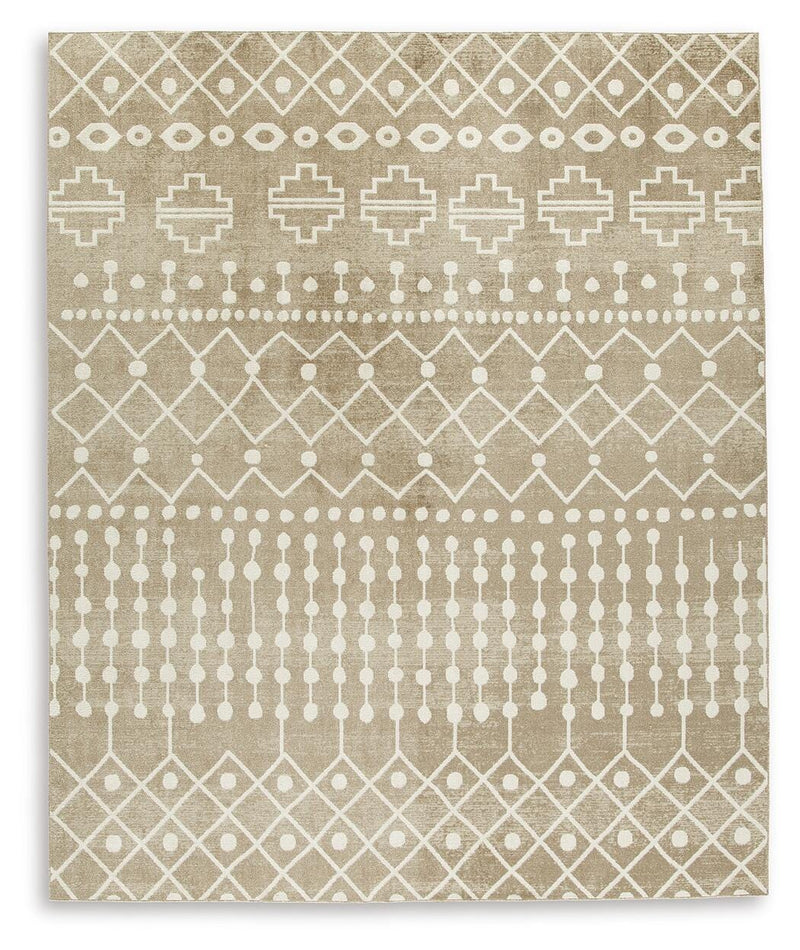 Large washable Ashley Furniture rug, 7'10" x 10'3", with a soft, colorful pattern perfect for living room or bedroom decor.