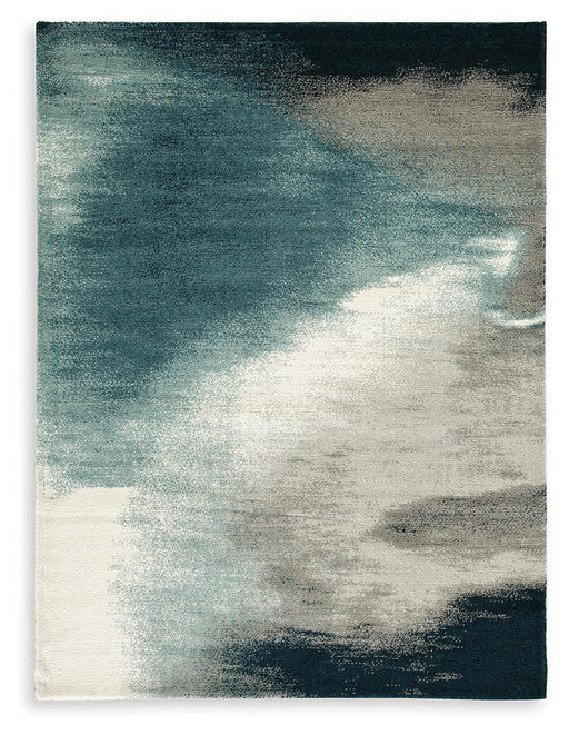 Ashley Furniture Brentward Rug featuring a textured, woven design in neutral tones, perfect for living room or bedroom decor.