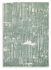 Ashley Furniture Cayworth Rug with intricate woven pattern in neutral tones, perfect for living room or bedroom decor.