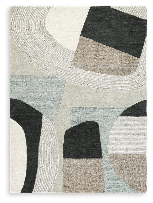 Ashley Furniture Edrickhill Rug with intricate pattern, soft texture, and neutral colors ideal for living room or bedroom decor.