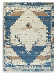 Ashley Furniture Varnler Rug with intricate patterns and warm tones, ideal for enhancing living room or bedroom decor.