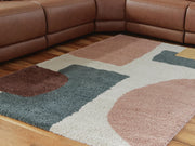 Ashley Furniture Flynnwick Rug featuring a textured, patterned design in neutral tones, perfect for living room or bedroom decor.