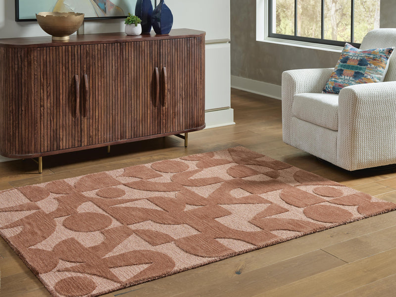Ashley Furniture Perrenton Rug, 4x3 feet, featuring a textured pattern in neutral tones, perfect for modern living spaces.