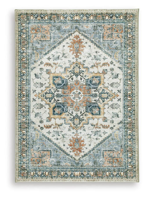Medium Ashley Furniture Wallney area rug with intricate pattern, soft texture, and neutral colors, perfect for living room decor.