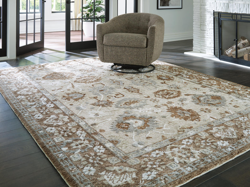 Ashley Furniture Ainswick memory foam rug with soft, plush texture in a 4x3 foot size, ideal for cozy living spaces.