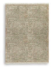 Ashley Furniture Rossbury Rug in neutral tones, showcasing its textured woven design and soft pile for cozy living spaces.