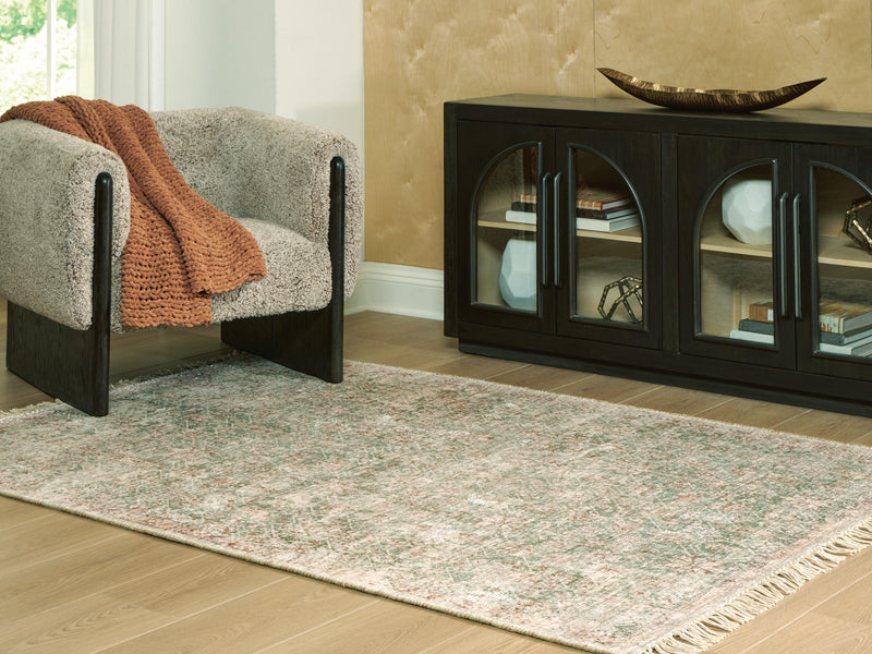 Ashley Furniture Rossbury Rug in neutral tones, 4x3 feet, featuring a textured design perfect for living room or bedroom decor.