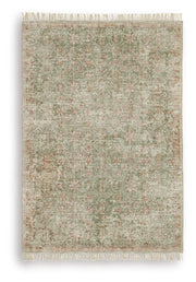 Ashley Furniture Rossbury Rug featuring a cozy, patterned design in neutral tones, ideal for living room or bedroom decor.