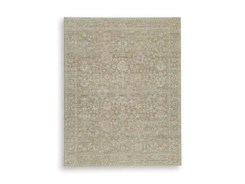 Ashley Furniture Neroham Rug with a textured, woven design in neutral tones, showcasing a stylish and comfortable home decor piece.