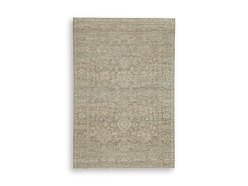 Ashley Furniture Neroham Rug featuring a textured, woven design in neutral tones, perfect for adding warmth to any living space.