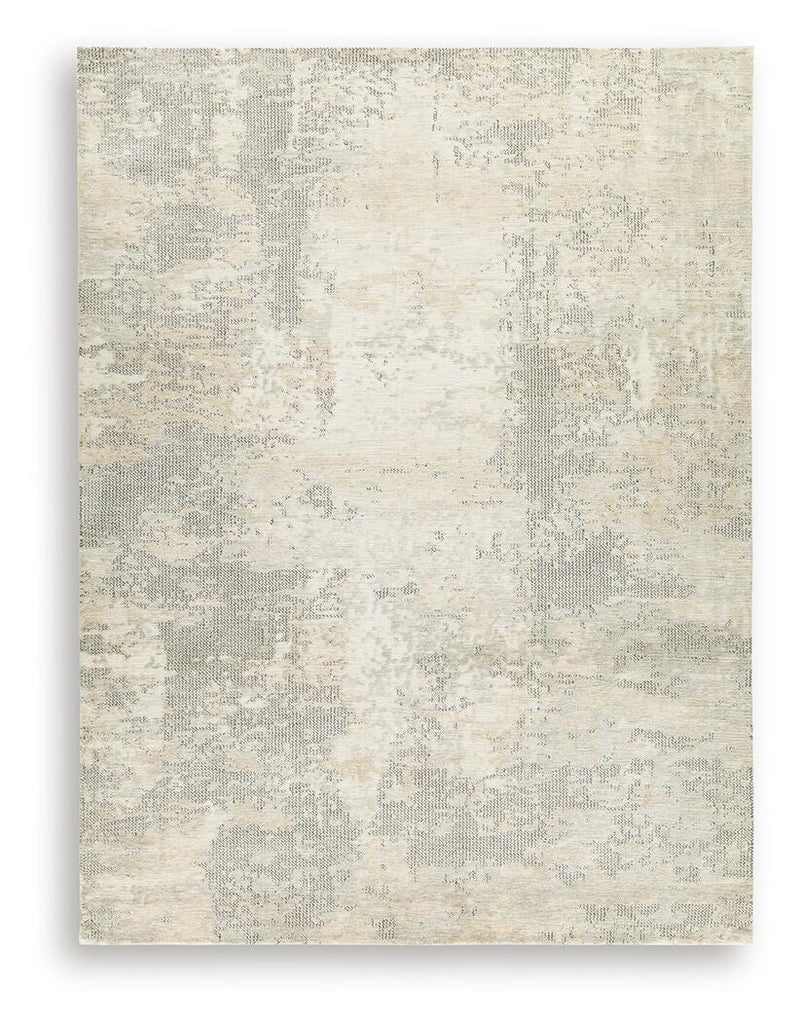 Ashley Furniture Raif Rug in soft woven design, featuring neutral colors and textured surface for cozy home decor.