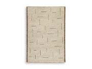 Ashley Furniture Clayman Rug featuring a textured, neutral-toned design suitable for living rooms and bedrooms.