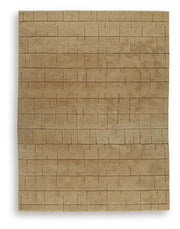Ashley Furniture Luzmont Rug featuring a soft, woven texture with intricate patterns in neutral tones suitable for living rooms.