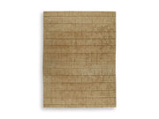 Ashley Furniture Luzmont Rug featuring a textured pattern in neutral tones, perfect for enhancing living room decor.