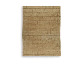 Ashley Furniture Luzmont Rug featuring a textured pattern in neutral tones, perfect for enhancing living room decor.