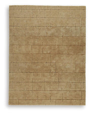 Ashley Furniture Luzmont Rug featuring a soft, woven design in neutral tones, perfect for contemporary living spaces.