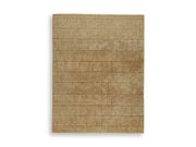 Ashley Furniture Luzmont Rug with intricate patterns in neutral tones, showcasing a plush, woven design for living room decor.