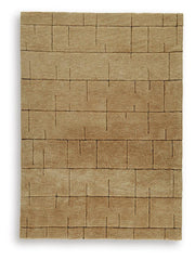 Ashley Furniture Luzmont Rug with intricate patterns in warm tones, showcasing soft fabric and plush texture.