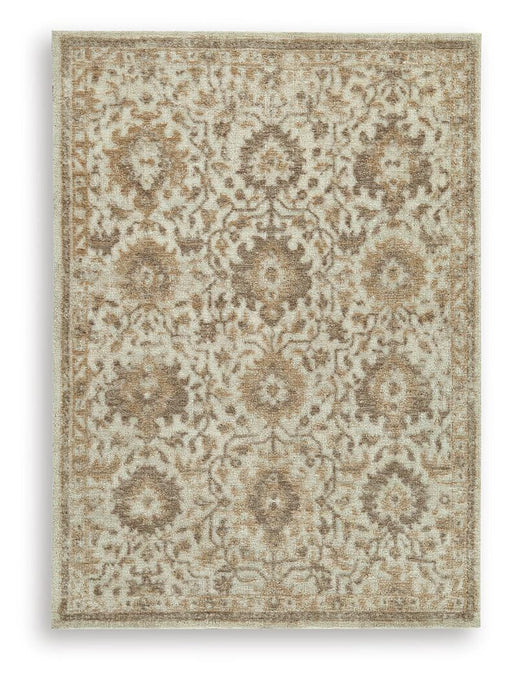 Ashley Furniture Sableridge Medium Rug featuring a textured, neutral-toned design suitable for living rooms and bedrooms.