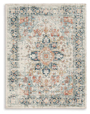 Ashley Furniture Jarrpage Rug with intricate woven pattern in neutral tones, showcasing a soft and durable area rug design.