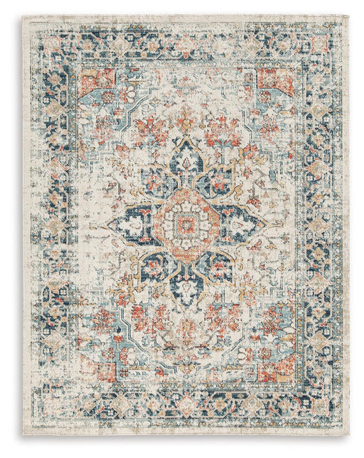 Ashley Furniture Jarrpage Rug with intricate woven pattern in neutral tones, showcasing a soft and durable area rug design.
