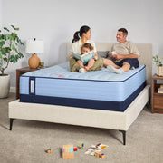 Sealy Fayette Spring Mattress with plush top and supportive design, shown in a bedroom setting with neutral bedding.