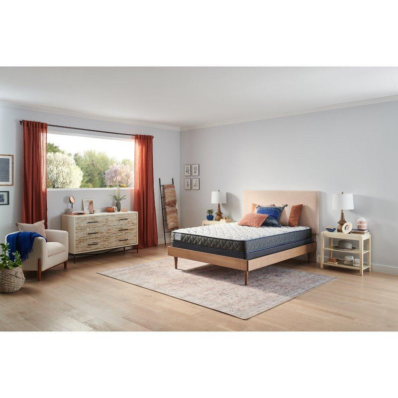 Sealy Paisley Foam Mattress showing a plush, patterned top surface with white and beige fabric design.