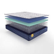 Sealy Stately innerspring mattress with plush top and supportive coils, shown in a neutral bedroom setting.