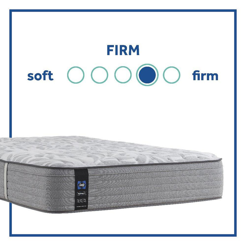 Sealy Lavina II innerspring mattress with quilted top and supportive coils, shown in a well-made bedroom setting