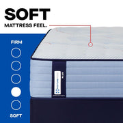 Sealy Plainfield mattress with a plush, white fabric cover showing its clean, supportive surface for comfortable sleep.