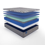 Sealy Sixth & Park hybrid mattress with plush top and supportive coils, shown with a neatly made bed.
