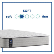 Sealy Garner II innerspring mattress with quilted surface and supportive coils, shown in a bedroom setting.