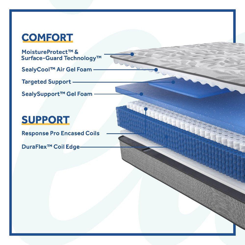 Sealy Philben innerspring mattress with quilted top and supportive coils, designed for comfortable sleep.