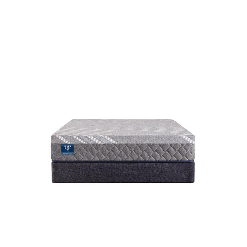 Sealy Opal House hybrid mattress with plush fabric cover, highlighting its layered design and supportive structure.