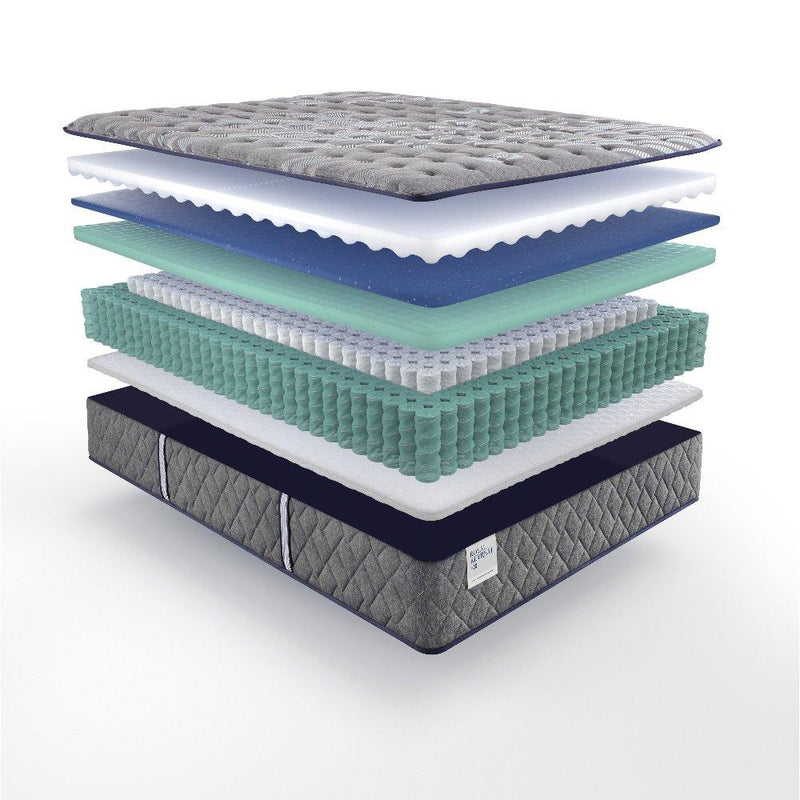 Sealy Sao Paulo innerspring mattress with plush fabric cover and supportive inner springs, designed for comfort and restful sleep.
