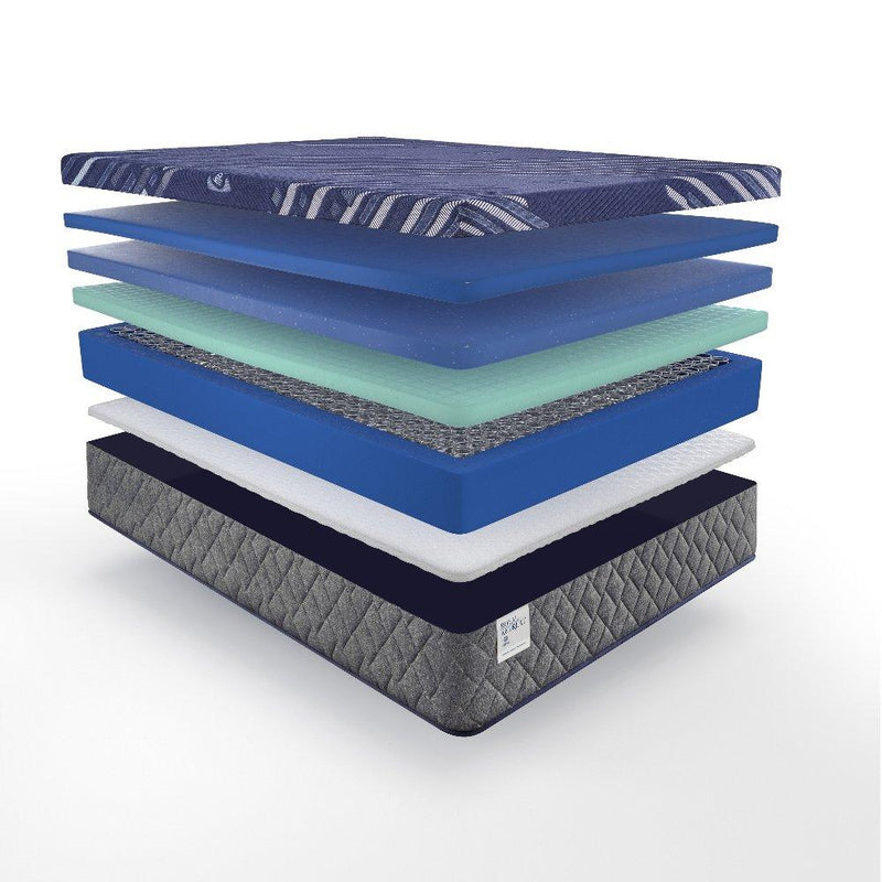 Sealy Westerfield Hybrid Mattress with plush top and supportive layers, shown on a bed in a well-lit bedroom setting.
