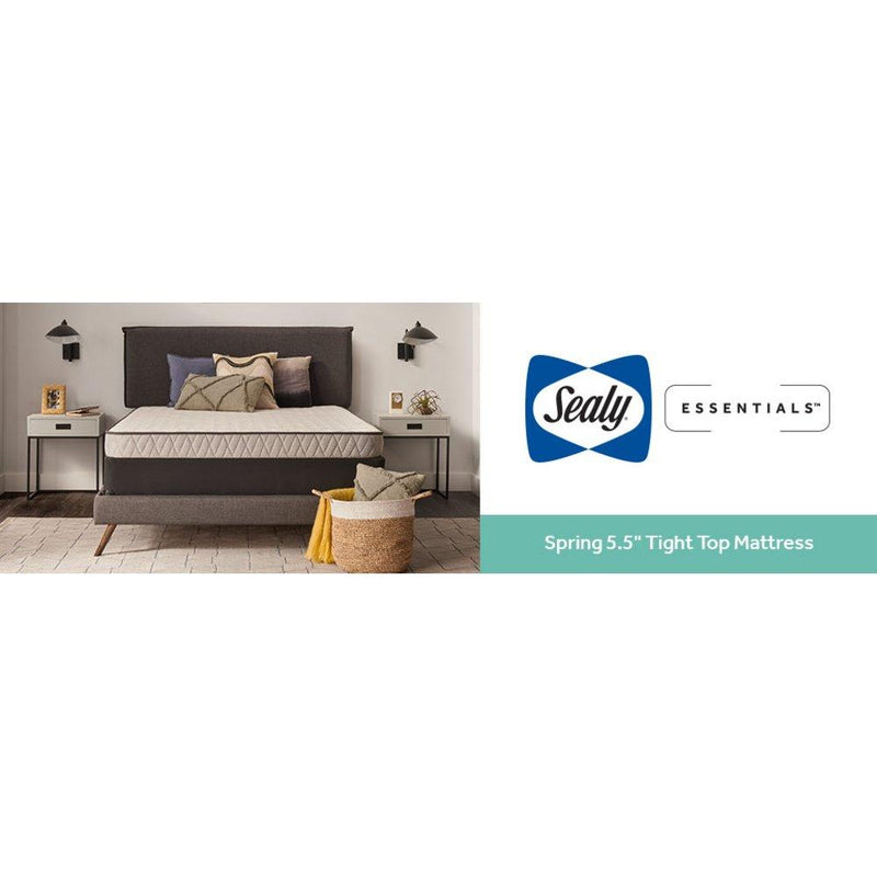 Sealy Spruce innerspring mattress with plush fabric cover, detailed stitching, and supportive inner coils visible in the image.