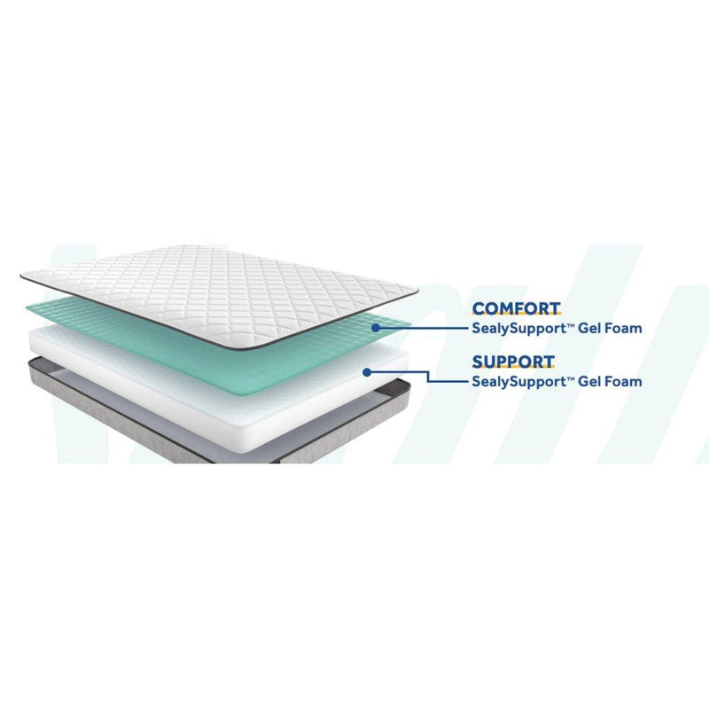 Sealy Spruce innerspring mattress with plush fabric cover and supportive coils visible from top view.