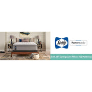 Sealy Lavina II innerspring mattress with plush top and supportive coils, showing a neatly made bed with white bedding and pillows.