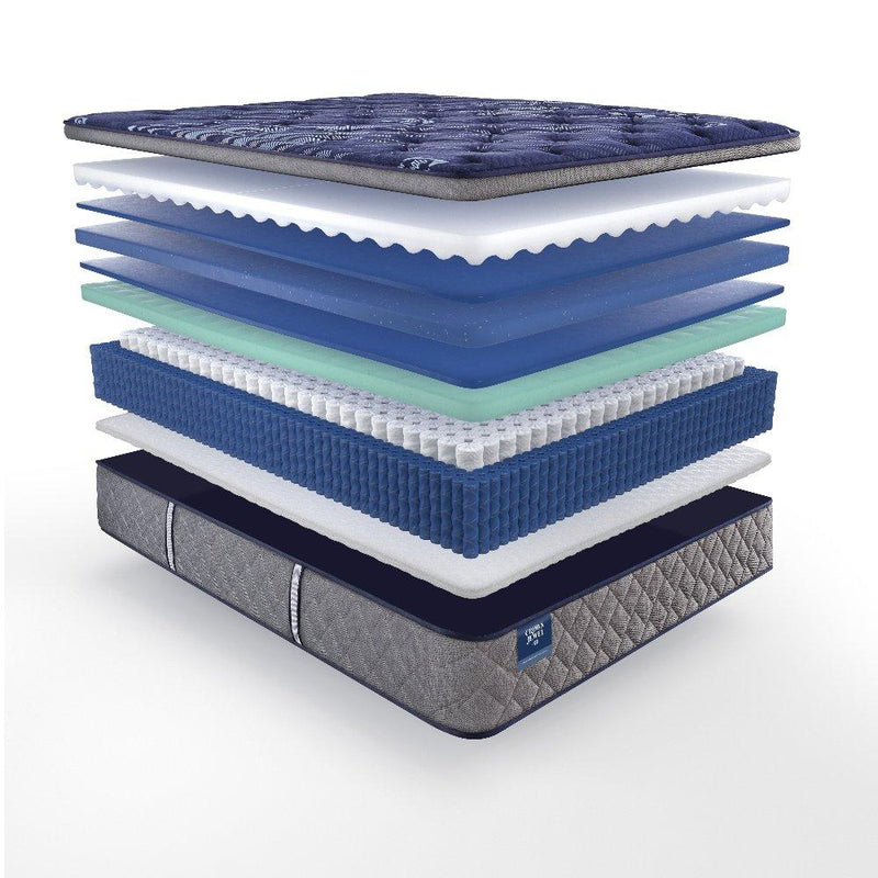 Sealy Grand Jewel innerspring mattress with plush surface and supportive coil system, shown in a bedroom setting.