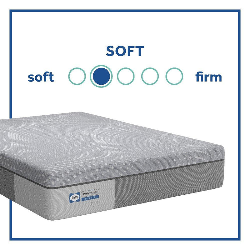 Sealy Lacey Hybrid Mattress with plush fabric cover and hybrid design, showcasing its supportive structure and luxurious surface.